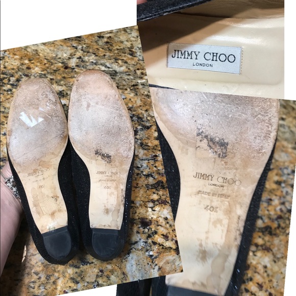 Jimmy Choo Finlay Square-Toe Glitter Flat sz40.5